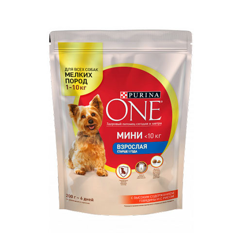 Purina One Мини Взрослая корм сухой для собак мелких пород говядина рис