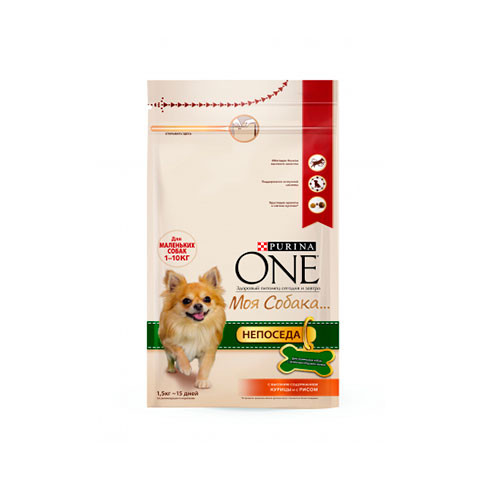 Purina One Моя собака непоседа корм сухой для собак курица рис