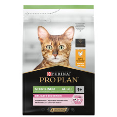 Pro Plan Sterilised корм сухой для кошек стерилизованных кошек и кастрированных котов с чувствительным пищеварением, с высоким содержанием курицы