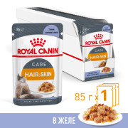 Royal Canin Hair&Skin Care корм влажный для кошек для поддержания здоровья кожи и красоты шерсти, кусочки в желе