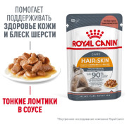 Royal Canin Hair&Skin Care корм влажный для кошек для поддержания здоровья кожи и красоты шерсти, кусочки в соусе