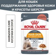 Royal Canin Hair&Skin Care корм влажный для кошек для поддержания здоровья кожи и красоты шерсти, кусочки в соусе