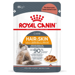 Royal Canin Hair&Skin Care корм влажный для кошек для поддержания здоровья кожи и красоты шерсти, кусочки в соусе