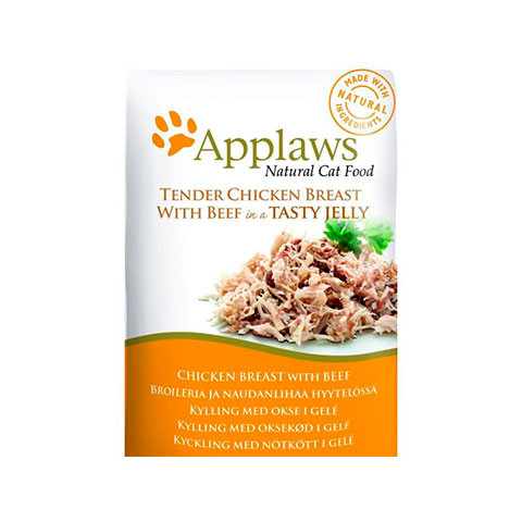 APPLAWS Cat pouch chicken with beef in jelly консервы для кошек кусочки курицы и говядины в желе