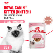 Royal Canin Kitten Корм консервированный специально для котят в период второй фазы роста до 12 месяцев, соус