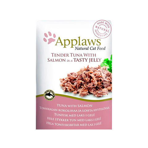 APPLAWS Cat pouch tuna wholemeat with salmon in jelly консервы для кошек пауч кусочки тунца с лососем в желе