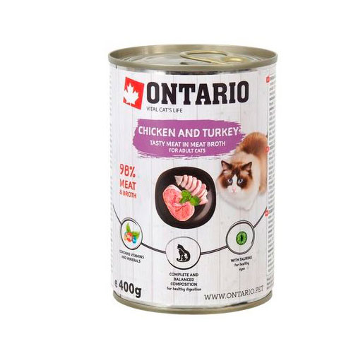 ONTARIO консервы для кошек курица и кндейка