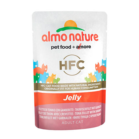 ALMO NATURE CLASSIC консервы для кошек тунец и креветки в желе