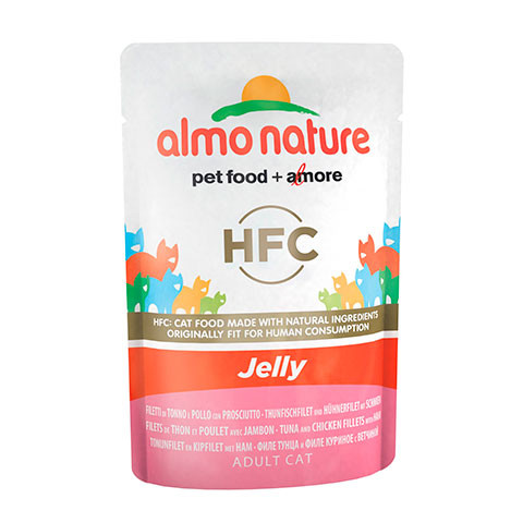 ALMO NATURE CLASSIC консервы для кошек тунец, курица и ветчина в желе