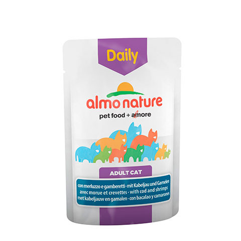 ALMO NATURE DAILYMENU консервы для кошек меню с треской и креветками