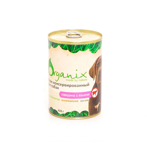 ORGANIX консервы для собак говядина с языком