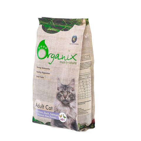 ORGANIX корм сухой для кошек курица, утка, лосось