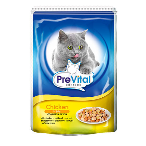 Prevital Classic корм консервированный для взрослых кошек с курицей в желе