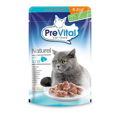 Prevital Superpremium Naturel корм консервированный для взрослых кошек с тунцом в желе