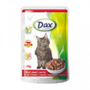 Dax Cat корм консервированный для взрослых кошек с говядиной в соусе