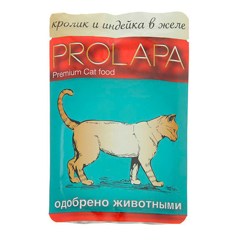 Prolapa Premium корм консервированный для взрослых кошек кролик и индейка в желе