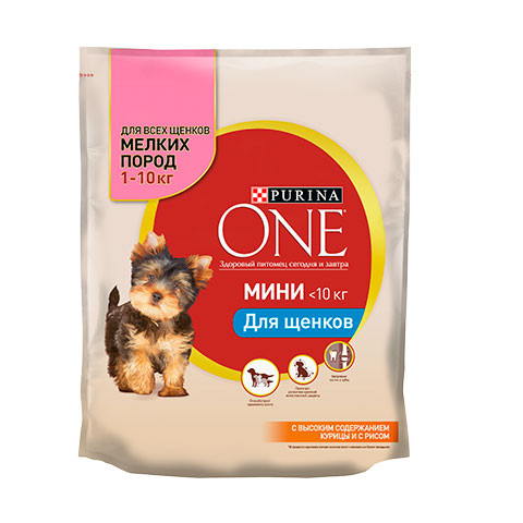 Purina One Мини сухой корм для щенков мелких пород с курицей и рисом