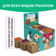 Little One корзинка из луговых трав с наполнением для грызунов. ассорти пастернак цукини морковь яблоко бутоны роз тыква