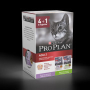 Промопак: Влажный корм Pro Plan для взрослых кошек, с Индейкой, с Ягненком в желе