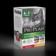 Промопак: Влажный корм Pro Plan для стерилизованных кошек с Курицей, с Уткой в соусе