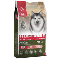 Blitz Holistic Beef & White Fish Adult Dog All Breeds (Grain Free) корм сухой беззерновой для взрослых собак всех пород с говядиной и белой рыбой